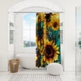 thumbnail image 5 of Big Yellow Sunflower Shower Curtain with Hooks Summer Waterproof Floral Decorative Bathroom Curtain Set Spring Rustic Botanical Flower Green Teal Butterfly Bathroom Decor 72"x72" Seamless, 5 of 6