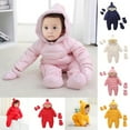 thumbnail image 2 of XBASW Newborns Baby Girls Boys Winter Hooded Snowsuits Romper Bodysuits Snow Clothes + Gloves + Shoes 3PCS Set 0-24M, 2 of 10