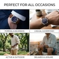 thumbnail image 6 of Carribean Joe Men's Analog Watch, 42.5mm Silver Round Case, Navy Blue Dial, Brown Vegan Leather Strap, Battery Powered Quartz Movement, 6 of 7