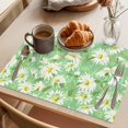 thumbnail image 3 of Green Daisy Floral Placemats Set of 8 Spring Watercolor Flower Leaf Plant Place Mats Indoor Wipeable Table Mats Washable Cloth Dining Table Placemats for Kitchen Holiday Party Home Decor 13x19 Inch, 3 of 9
