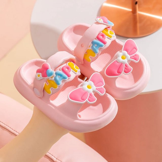 Bonitas sandalias y pantuflas de verano para niñas, antideslizantes, de suela suave, para playa, de dos vías para bebés