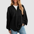 thumbnail image 2 of GEWSEY Womens Sweatshirt Casual Waffle Knit Tops Half Zip Pullover Long Sleeve Shirts Quarter Zip Sweatshirts Trendy Fall Clothes 2025 (Black, XL), 2 of 4