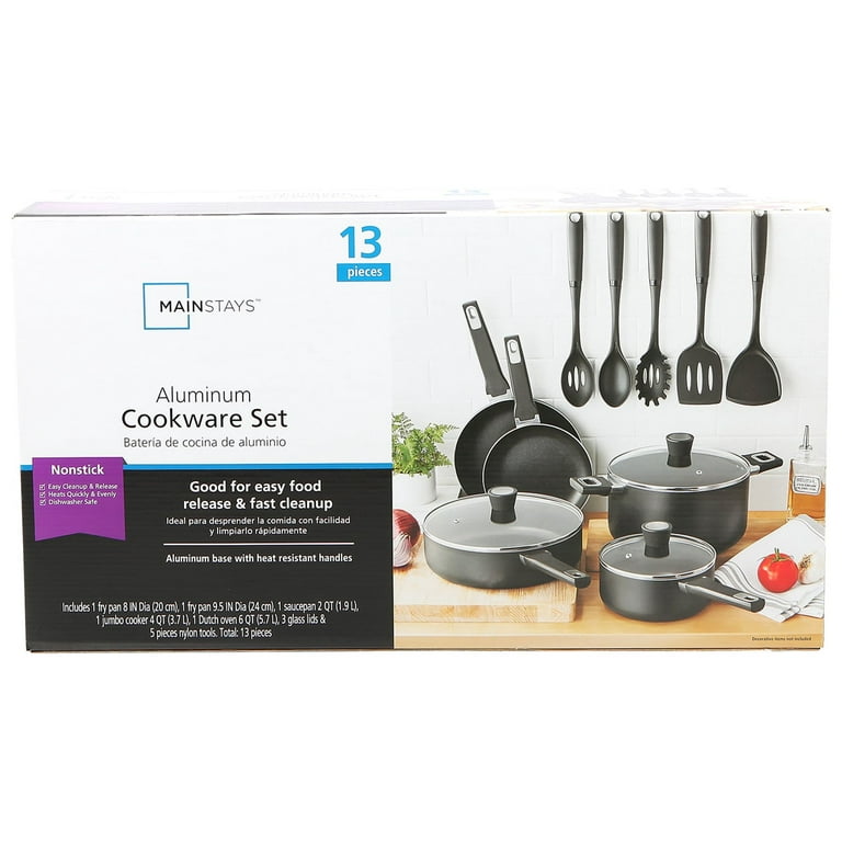 13 Piece Non Stick Pots and Pans Set with Lids, Kitchen Kitchenware Cooking  Pots & Pans Kits, Complete Cookware Set for Kitchen,Dishwasher/Oven Safe