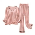 thumbnail image 3 of Petite Fit Pajama Set Tunic Style Top with Wide Leg Pants Comfortable Sleepwear, 3 of 4