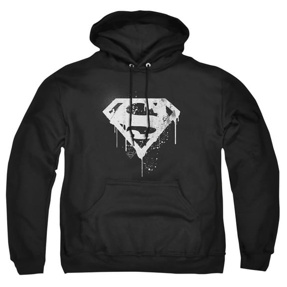 Superman Graffiti Logo Adult Pull-Over Hoodie, Black, Large