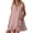 Pink, variant on Women's Vertical Striped Dress, Casual Sleeveless Zip-up V Neck Mini Dress, Ruffle Hem Shift Summer Sundress with Pockets