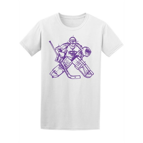 Cool Ice Hockey Player Sketch T-Shirt Men -Image by Shutterstock, Male Large