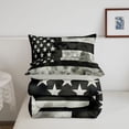 thumbnail image 5 of Manfei Tie Dyed Us Flag Queen Comforter Set,Vintage Grunge Black Gray Comforter Sets Queen,Light Gray Reversible,3 Pieces,1 Comforter and 2 Pillowcases, 5 of 7