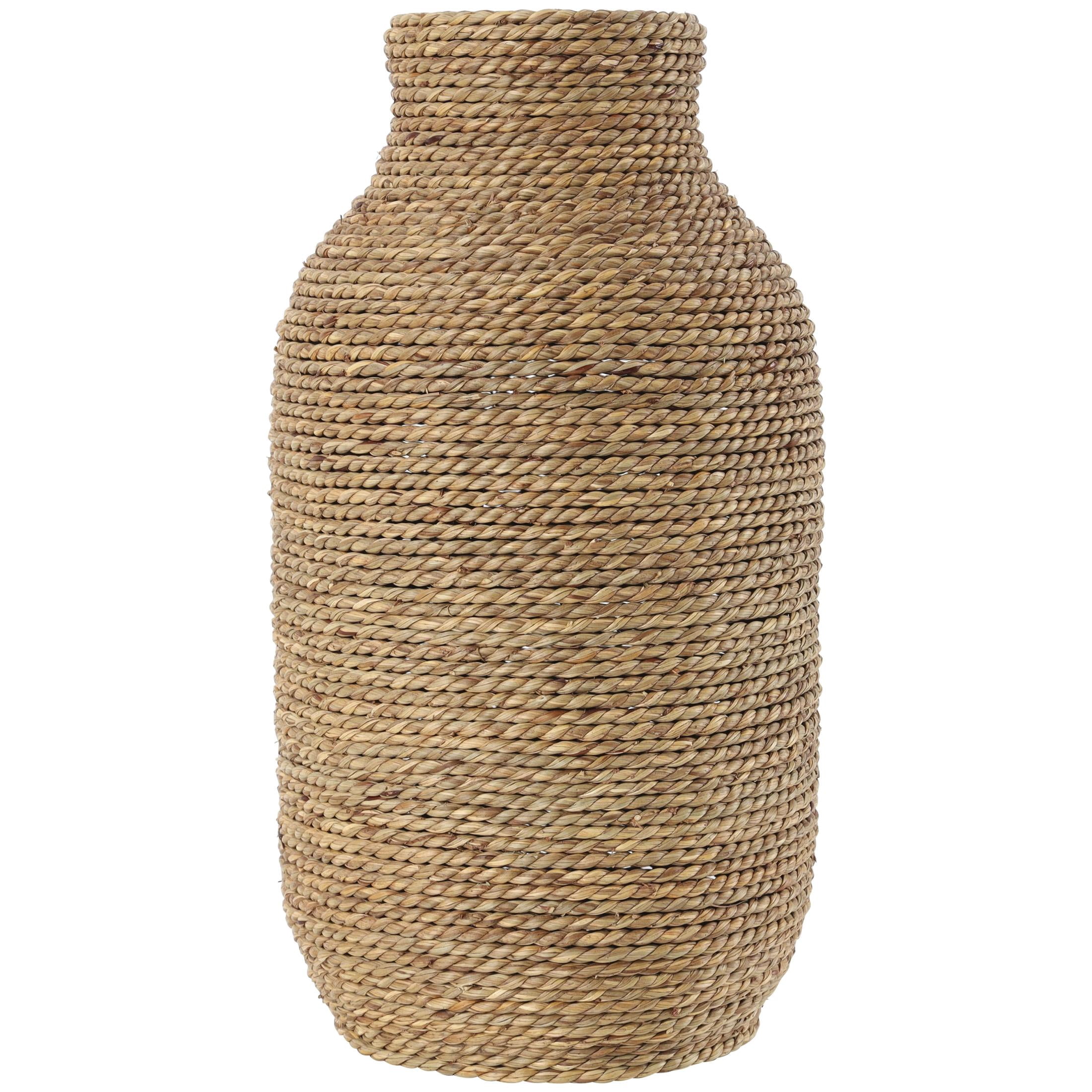 DecMode 16" Handmade Wrapped Brown Seagrass Vase