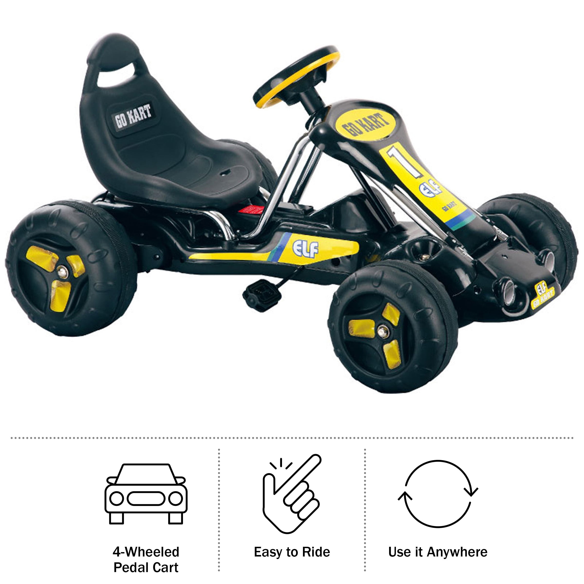 Lil’ Rider Comfortable Kid Push & Pedal Ride-On, Black, 37.00 x 25.00 x 20.00 Inches, 21.1 lbs