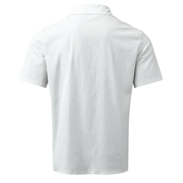 adviicd Mens Button Down Long Sleeve Shirts Mens Fishing Shirts Short Sleeve  UPF 50 Sun Potection UV Shirts for Hiking Work Button Down Shirts with  Velcro Pockets White L 