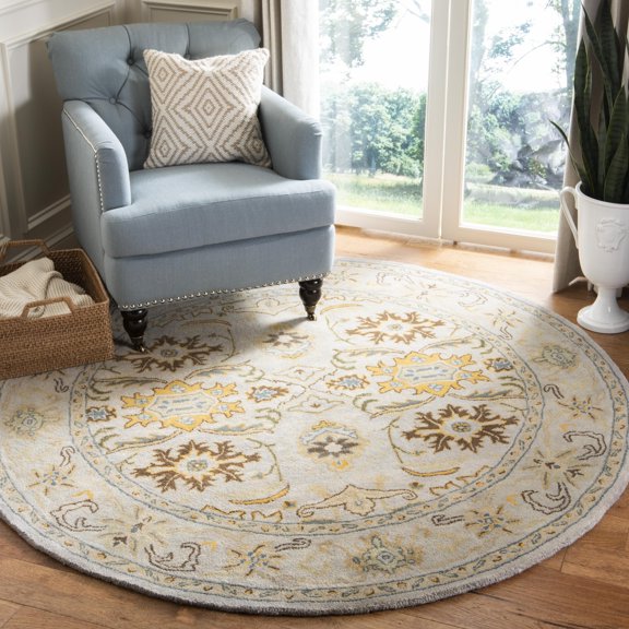 Safavieh Heritage Giles Oriental Wool Area Rug, Light Gray/Gray, 6' x 6' Round