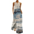 thumbnail image 2 of SMihono Robe Maxi Boho d'Été pour Femmes Grande Taille Mode Col en V Sans Manches Soirée d'Été Fête Imprimé Poches Gilet Longue Robe de Plage Robe d'Été, 2 of 6