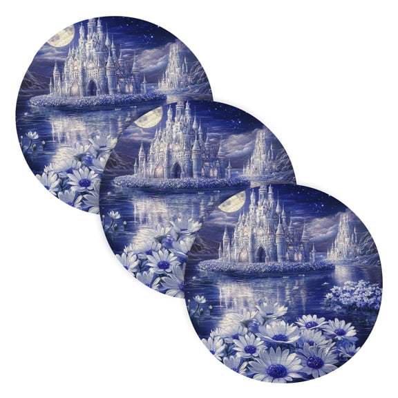 BZSMCE Mats for Pots,Pans Place Purple Fantasy Palacel Simple Style Pattern Pot Mats