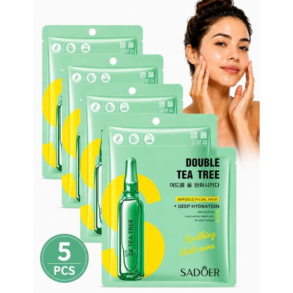 Kit 5 Mascarillas Faciales Calmantes Y Eliminadoras De Acné Árbol de Té