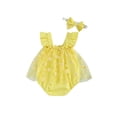 thumbnail image 6 of Spring hue Newborn Baby Girls Mesh Romper Suspender Skirt Princess Dress + Headband Set, 6 of 6