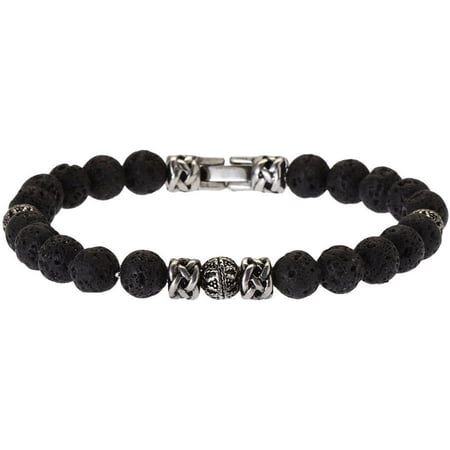 Genuine Lava Stone Stainless Steel Bead