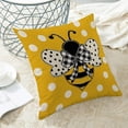 thumbnail image 5 of Summer Outdoor Pillow Covers 18x18 Inch 2 Pcs, Mustard Yellow Honey Bee Polka Dots Decorative Throw Pillows,Bumble Bee Farmhouse Decor Pillowcase Linen Cushion Cover for Home Couch Sofa Bed, 5 of 6