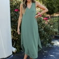 thumbnail image 5 of gakvbuo summer tank dresses for women 2024 vacation Women's Fashion Sexy Vintage V Neck Sleeveless Solid Party Dresses, 5 of 7