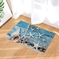 thumbnail image 2 of Cortina de ducha de estrellas de mar y conchas marinas, decoración de juego de baño costero rústico Teal, decoración de baño de tela de poliéster impermeable para la vida marina mundial Feliz Sencillez, 2 of 5