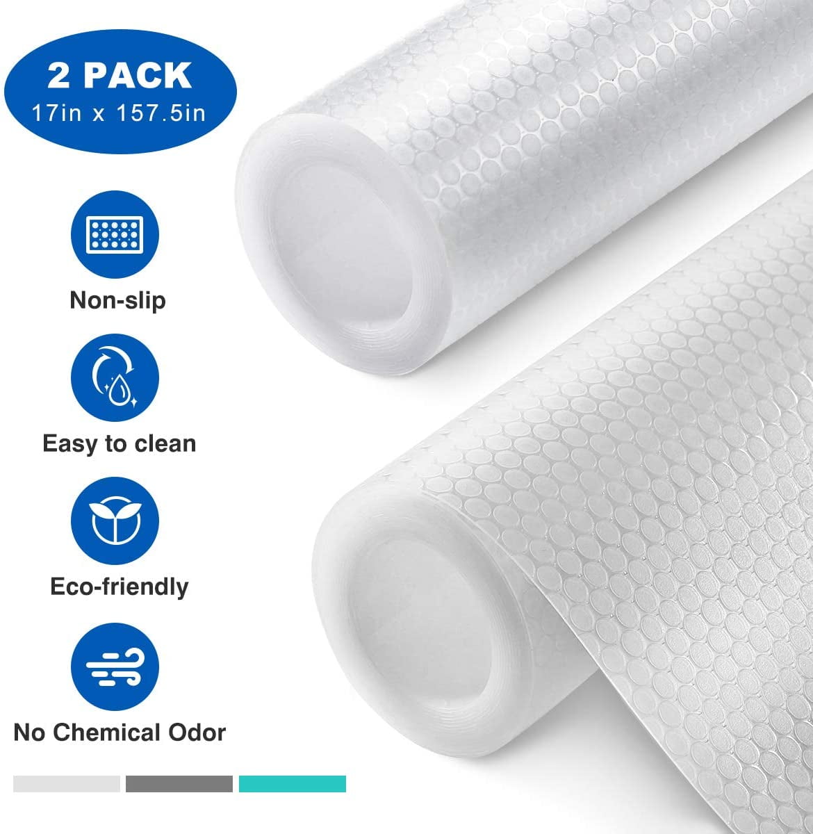 2 Rolls Drawer and Shelf Liner, Non Adhesive Roll, 17.7''x 59