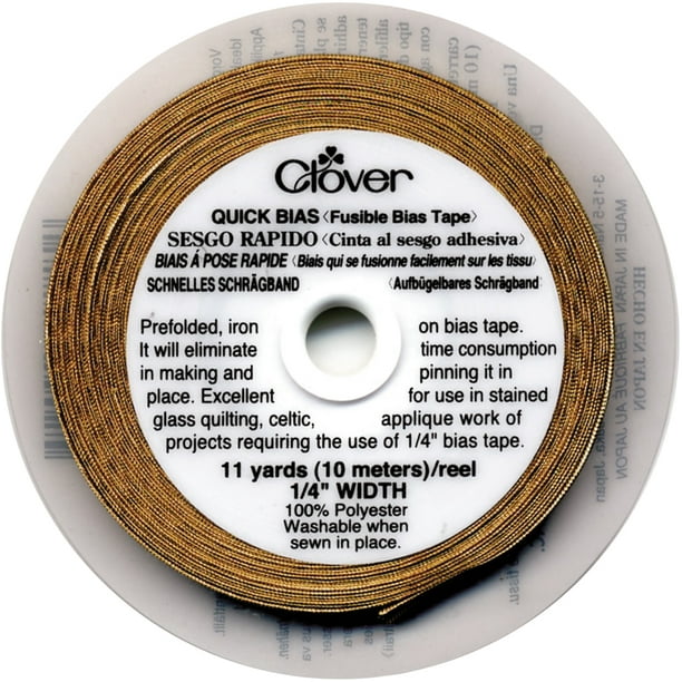 CLOVER 700G Quick Fusible Bias Tape, 1/4Inch Wide by 11Yard, Gold