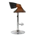 thumbnail image 2 of Armen Living Indoor Butterfly Adjustable Height Swivel Black Faux Leather and Walnut Wood Bar Stool with Chrome Base, 2 of 8