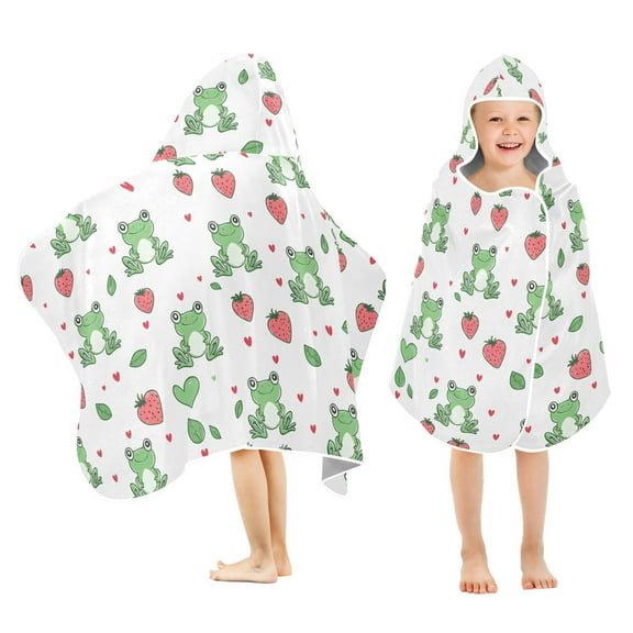 joogoo Frog Strawberry Kids Hooded Beach Towel Baby Bath Towel 23.5"x50"