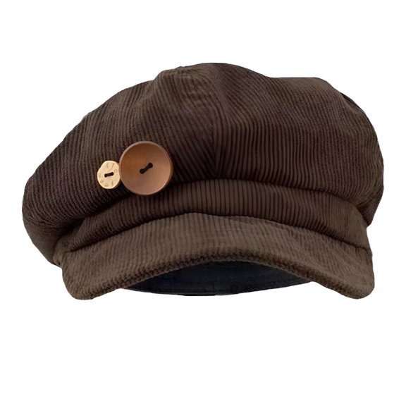 TELOLY 2026 New Corduroy Octagonal Hat Autumn and Winter Vintage Button Octagon Corduroy for Casual, Outdoor, Travel, Fashion