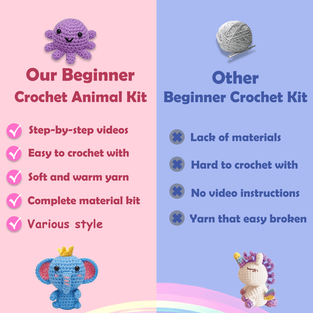 Yarniss Beginner Crochet Kit, Crochet Animal Kit with Instruction  &Video-Mermaid(Valentines Day Gifts)