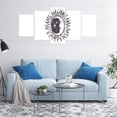 thumbnail image 4 of Moon Rays 5 Panels Acrylic Glass Wall Art, Cartoon Style Art Depiction of Stars and Crescent in Sun Circle Print, Accent for Living Room, Bedroom, Dorm, 60" x 30", Dark Mauve and White, by Ambesonne, 4 of 5