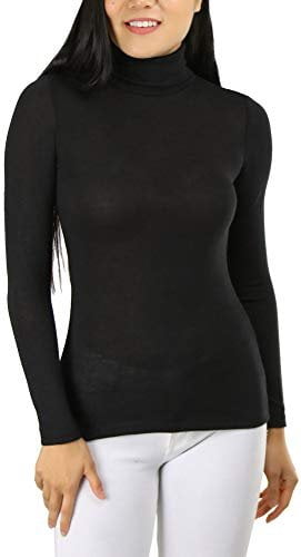 ToBeInStyle Women's Stretchy Scoop Neck Long Sleeve Tee - Soft Knit Rayon Spandex Top, Multiple Colors