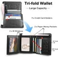 thumbnail image 5 of RFID Blocking Trifold Genuine Leather Wallets for Men, Vintage Short Multi Function Credit Card Holder,Money Clips with 2 ID Windows Give Gifts to Men (Black), 5 of 5