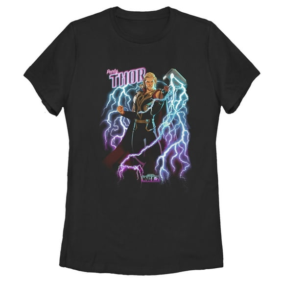 Women's Marvel What if…? Party Thor Graphic Tee Black X Large