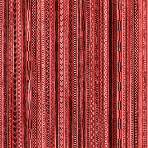 Ahgly Company Machine Washable Indoor Square Abstract Red Modern Area Rugs, 4' Square