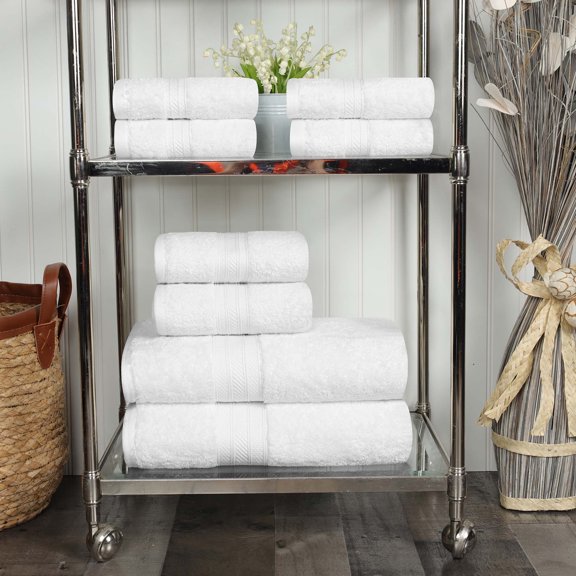 Superior Atlas Cotton Heavyweight 8 Piece Towel Set, White