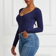 thumbnail image 5 of Summer Saving Clearance AXXD Big Saving For Mother,Solid Color Pullover Long Sleeve Jumpsuit Shorts for Women Casual Summer High Waisted Navy 12, 5 of 9