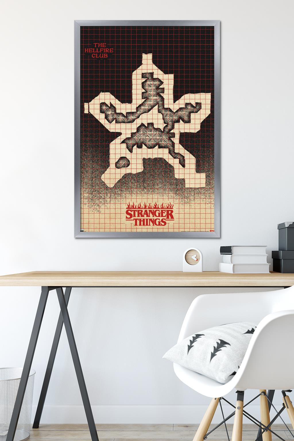 Netflix Stranger Things: Season 4 - Hellfire Club Map Wall Poster, 22.375" x 34" Framed