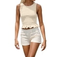 thumbnail image 1 of Trendy Women's Tanks And For Everyday Casual Wear Stylish Ruffled Hem Design Easy To With Pants Perfect For Spring And Summer Basic Piece, 1 of 6