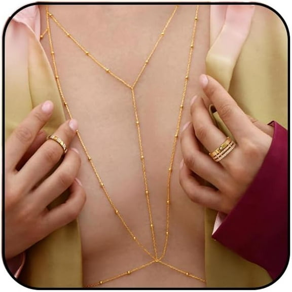 Body Chains for Women Gold Belly Chain Summer Beach Jewelry Sexy Bikini Chain Waist Chain Vacation Accessorie B-Gold