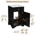thumbnail image 3 of EUROCO 20" Bathroom Vanity with Ceramic Sink,Solid Wood Bathroom Makeup Cabinet with Soft Close Door,Adjustable Shelf, Drawer and Door-Mounted Storage Rack,Black, 3 of 7