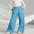 thumbnail image 3 of Cethrio Girls Wide Leg Sweatpants, Relaxed Fit Open Bottom Warm Casual Athletic Pants Sky Blue Size 6, 3 of 4