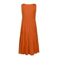 thumbnail image 5 of Zunfoe Summer Sleeveless Dress for Women Casual Ruffles Beach Dress Soft A-line Sundress for Vacation Holiday- Orange, 5 of 6