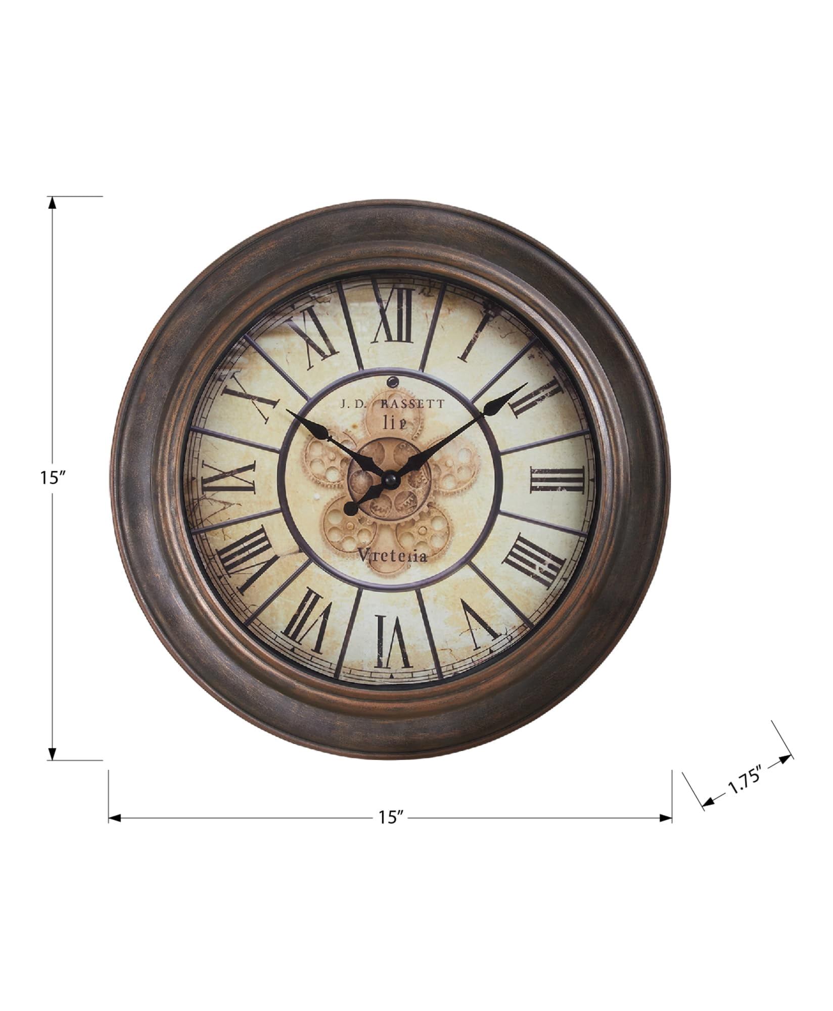 Clocks - 15" Round - Wall Clock - Antique Brown - Transitional