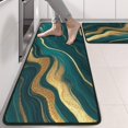 thumbnail image 2 of Kitchen Rugs Sets Of 2,Teal Gold Wave Marble Pattern Anti Fatigue Kitchen Mat Rugs Non Slip Washable,Decorative Kitchen Floor Mats for Kitchen,Sink,Laundry,17"x47"+17"x47", 2 of 5