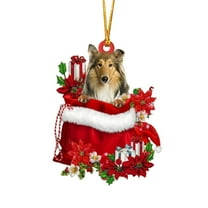 EWASWON Christmas Dog Ornament - Acrylic Hanging Decoration for Christmas Tree, 8cm Small Xmas Decor, Perfect for Holiday Parties & Gifting