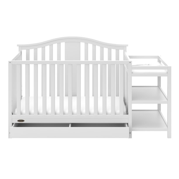 Graco Solano 4in1 Convertible Crib and Changer with Drawer, White