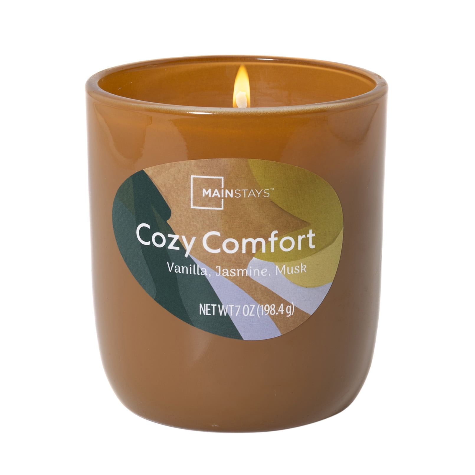 Mainstays Cozy Comfort 1-Wick Glossy Glass Candle, 7 oz