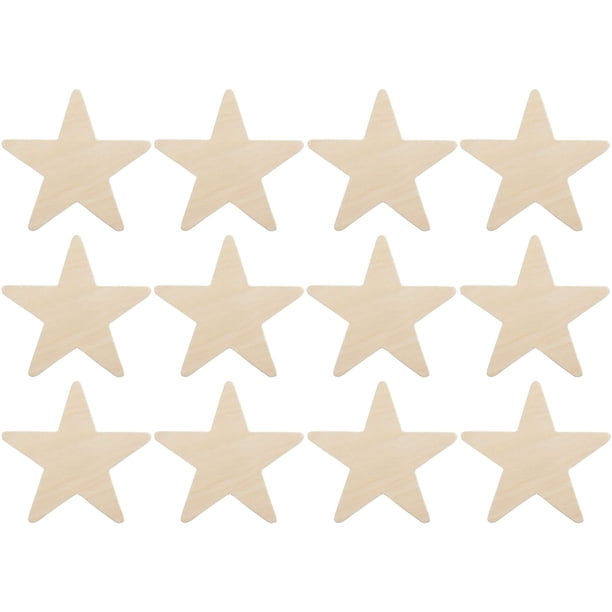 Creative Hobbies Unfinished Wood Star Cutouts - 3.5 Inch, Pack Of 100, Ready To Paint