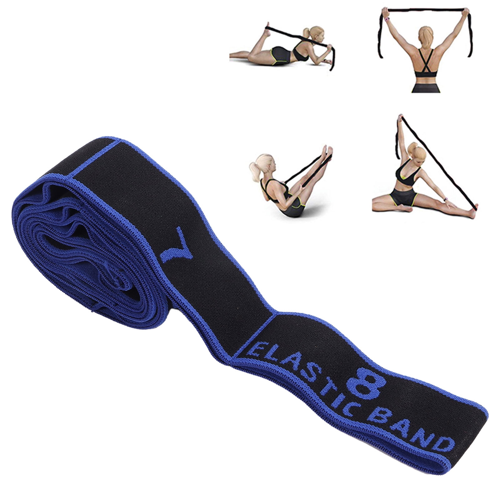 8-Loop Exercise Resistance Bands Set - Adjustable Strength For Yoga, Pilates, Home & Gym Workouts (Blue, 90cm)